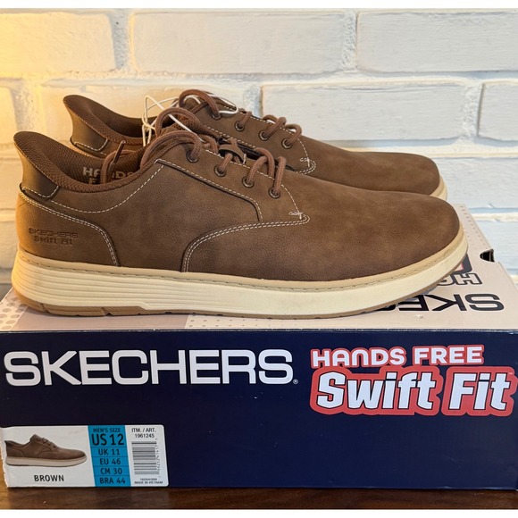 NWT Skechers Mens Hands Free Swift Fit Brown Slip On Shoes Size 12 Dad Shoe Easy main image 9